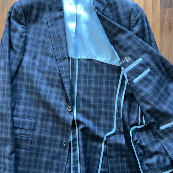 J. Hilburn Suits & Blazers Custom Jhilburn Suit In Navy Blue Plaid